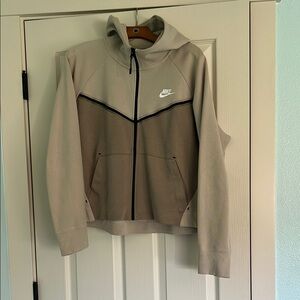 Nike tech fleece full-zip hoodie in sand color